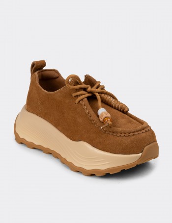 Kadın Hakiki Süet Taba Renk Sneaker