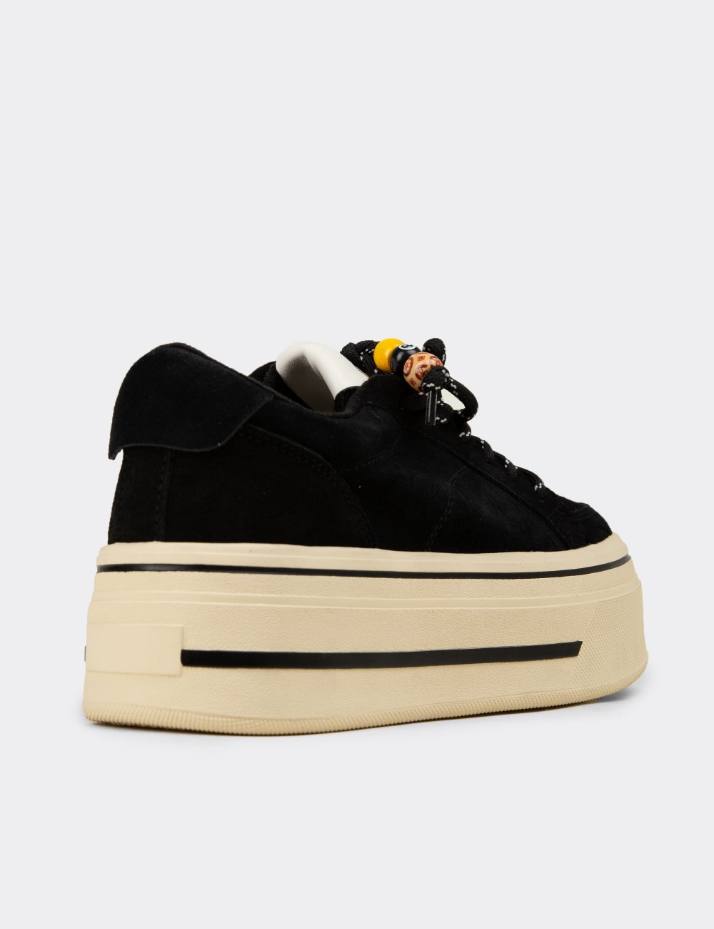 Kadın Hakiki Süet Siyah Sneaker Yüksek Taban - 26366ZSYHC03
