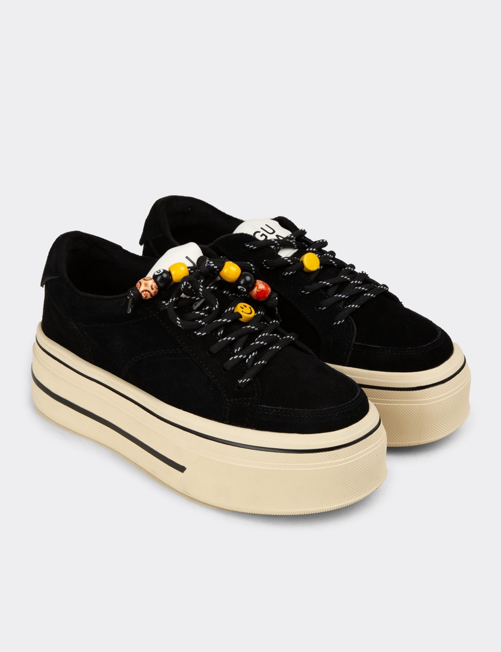 Kadın Hakiki Süet Siyah Sneaker Yüksek Taban - 26366ZSYHC03