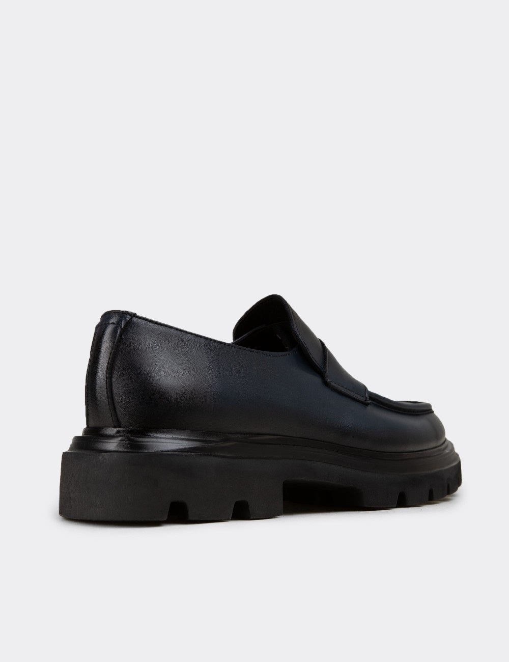 Erkek Hakiki Deri Lacivert Loafer Ayakkabı - 01980MLCVE02