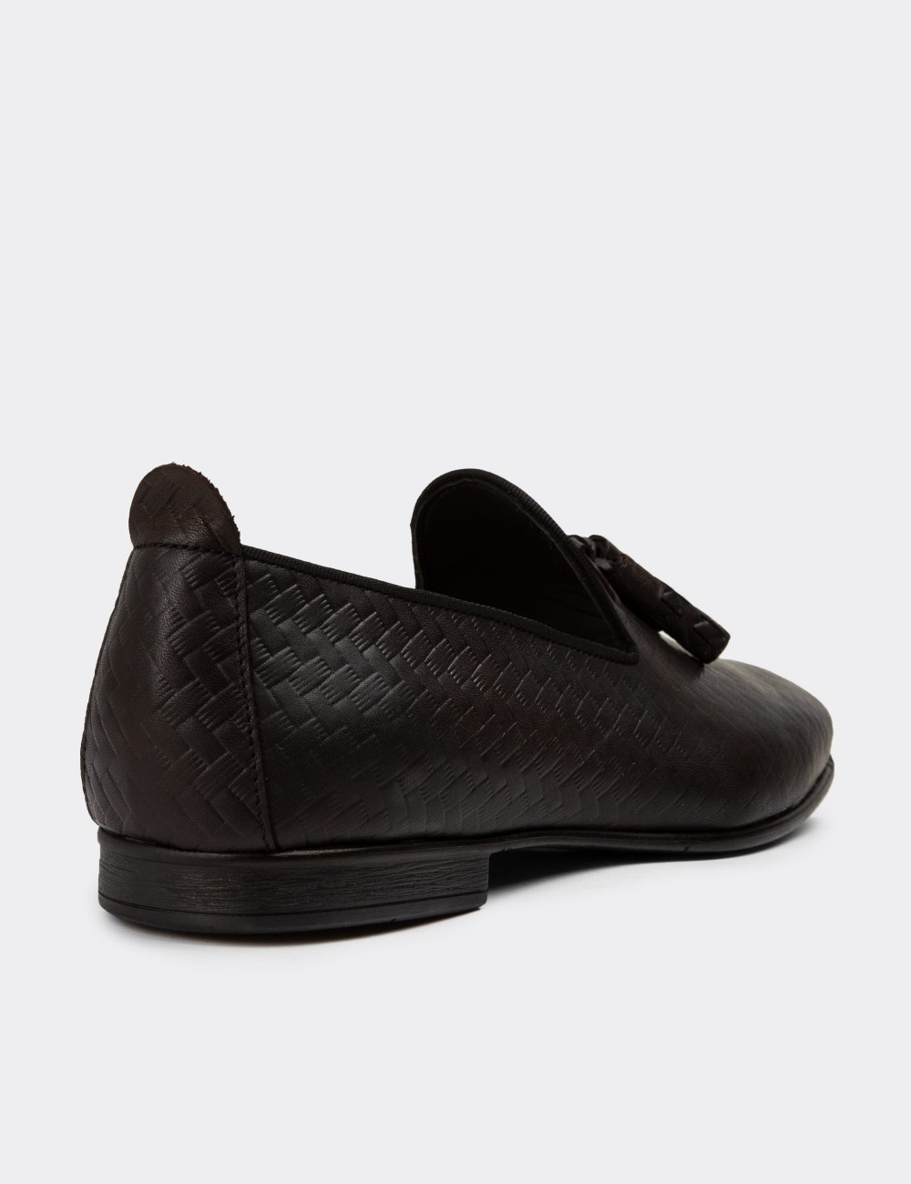 Erkek Kahverengi Deri Püsküllü Loafer - 01702MKHVC25