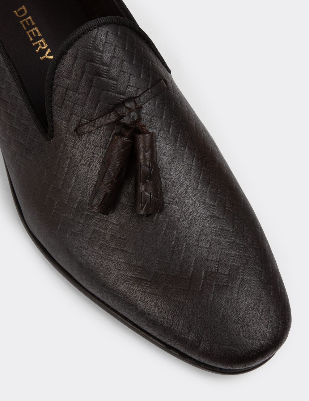 Erkek Kahverengi Deri Püsküllü Loafer - 01702MKHVC25
