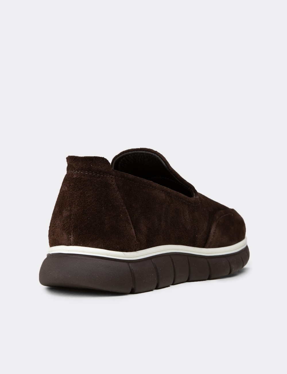 Erkek Hakiki Süet Kahverengi Loafer Ayakkabı - 02044MKHVE03
