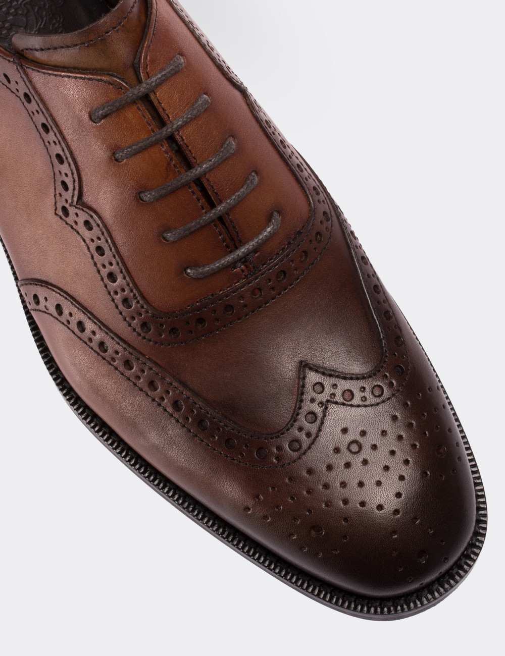 Hakiki Deri Taba Rengi Vintage Klasik Erkek Ayakkabı - 01676MTBAM01