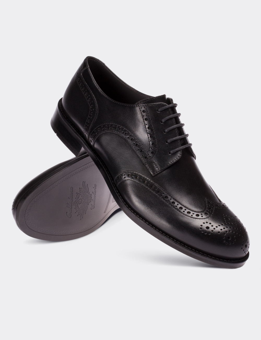 Hakiki Deri Siyah Klasik Erkek Ayakkabı - 01696MSYHM01
