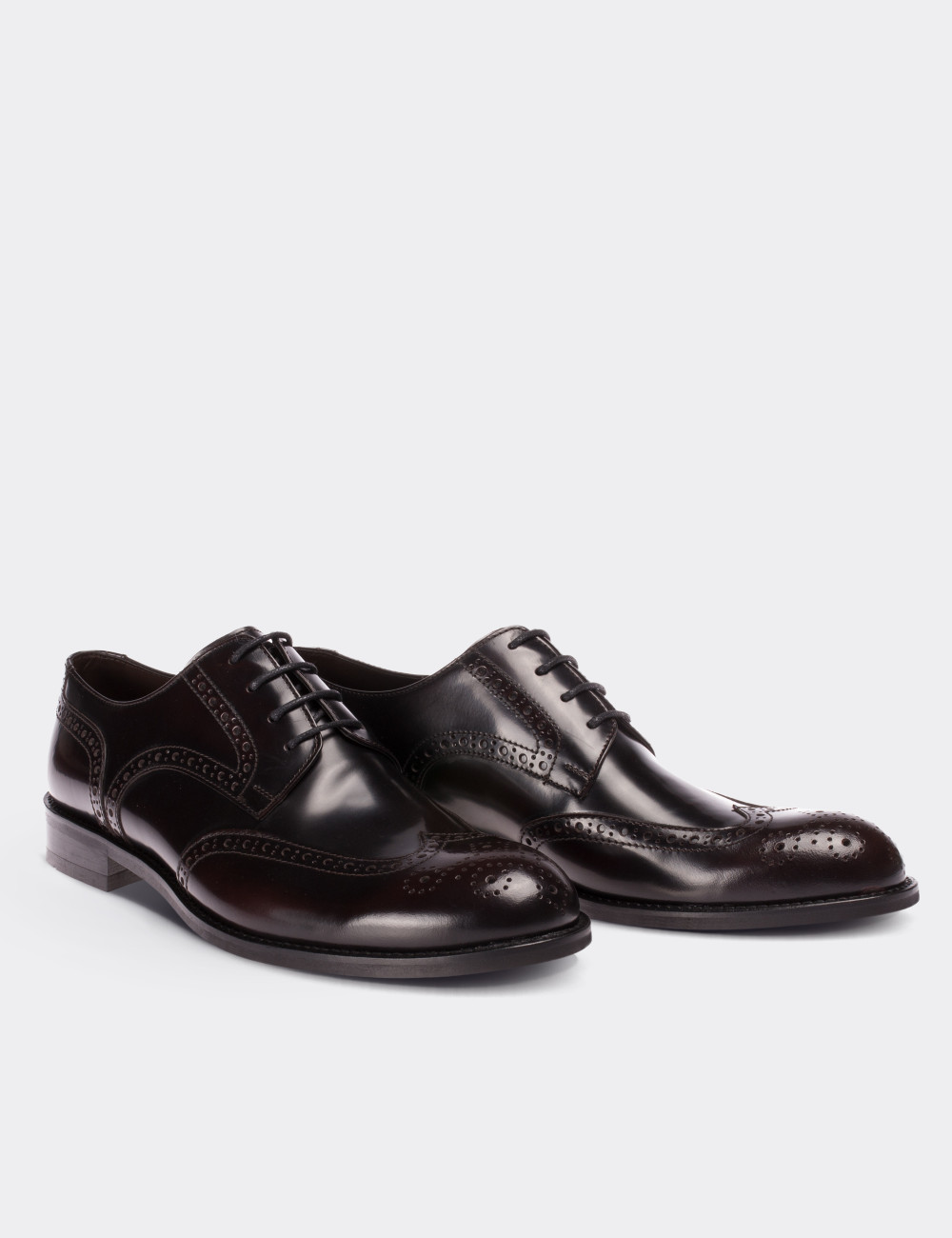 Hakiki Deri Bordo Klasik Oxford Erkek Ayakkabı - 01696MBRDM01
