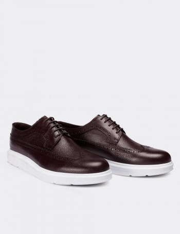 Hakiki Deri Bordo Comfort Günlük Erkek Ayakkabı - 01293MBRDP05