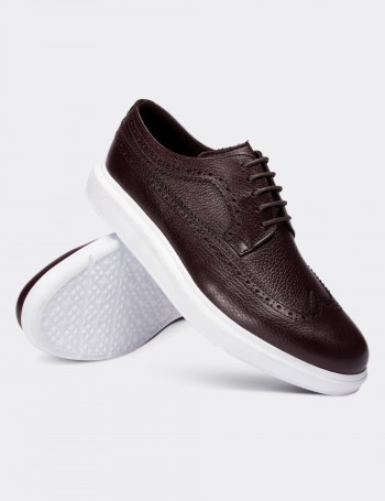 Hakiki Deri Bordo Comfort Günlük Erkek Ayakkabı - 01293MBRDP05