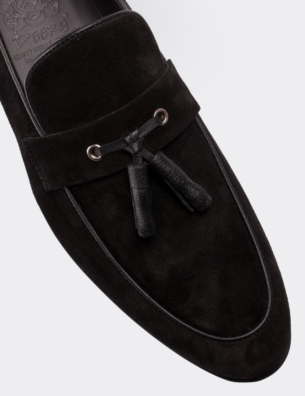 Hakiki Süet Siyah Loafer Erkek Ayakkabı - 01537MSYHC02