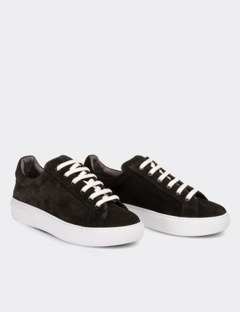 Hakiki Süet Haki Yeşil Sneaker Kadın Ayakkabı - 01698ZHAKP01