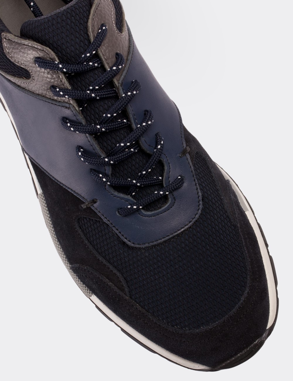 Hakiki Süet Lacivert Sneaker Erkek Ayakkabı - 01718MLCVT01