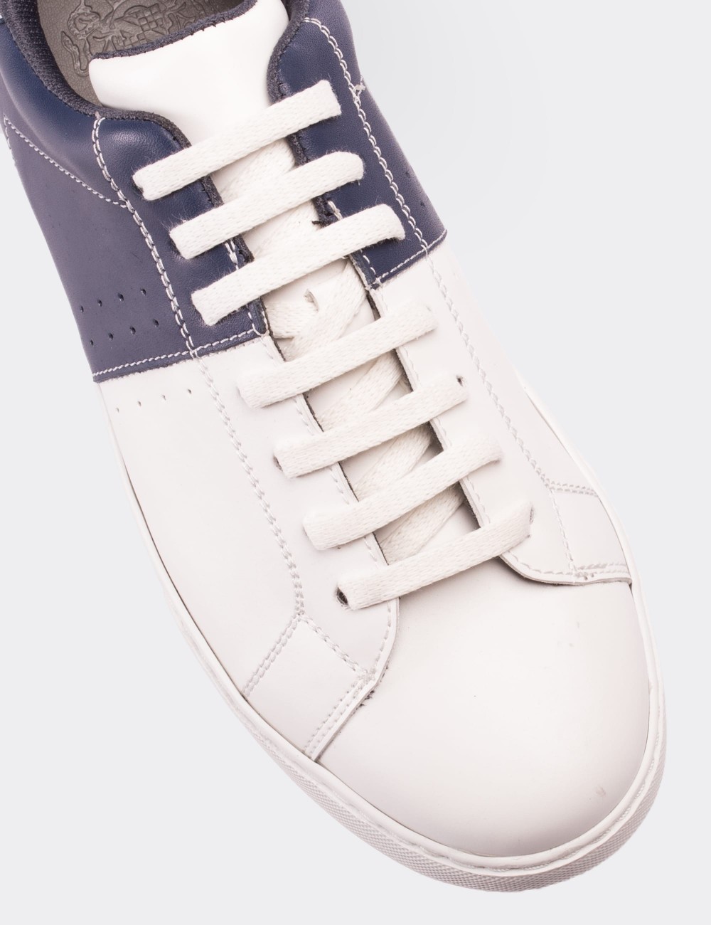 Hakiki Deri Lacivert Erkek Sneaker Ayakkabı - 01717MLCVC01