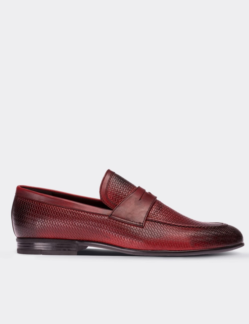Hakiki Deri Kırmızı Loafer Erkek Ayakkabı - 01711MKRMC01