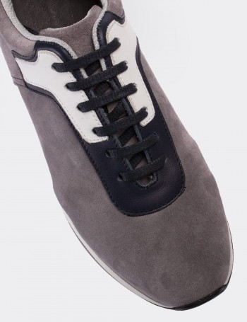 Hakiki Süet Gri Erkek Sneaker - 01730MGRIT01