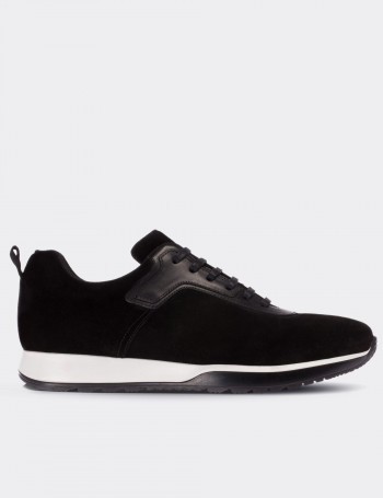 Hakiki Süet Siyah Sneaker Erkek Ayakkabı - 01730MSYHT01