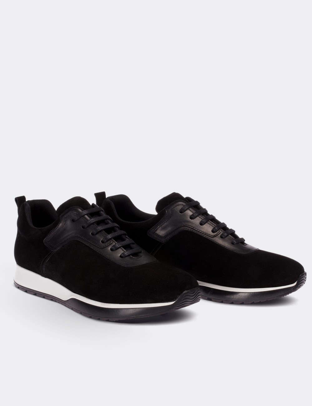 Hakiki Süet Siyah Sneaker Erkek Ayakkabı - 01730MSYHT01