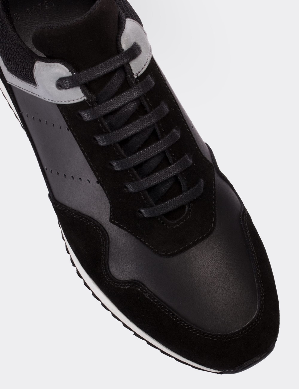 Hakiki Deri Siyah Sneaker Erkek Ayakkabı - 01731MSYHE01