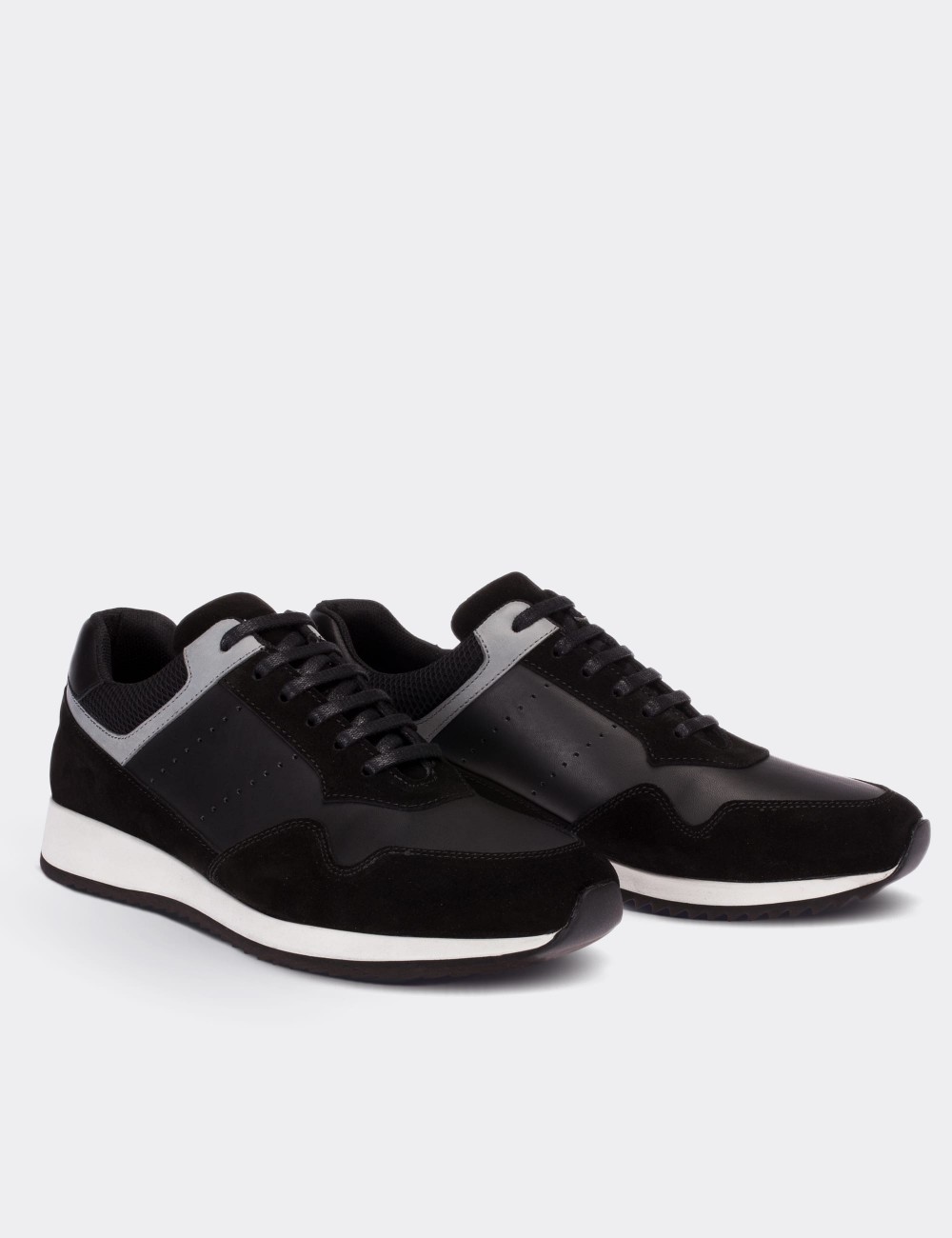 Hakiki Deri Siyah Sneaker Erkek Ayakkabı - 01731MSYHE01