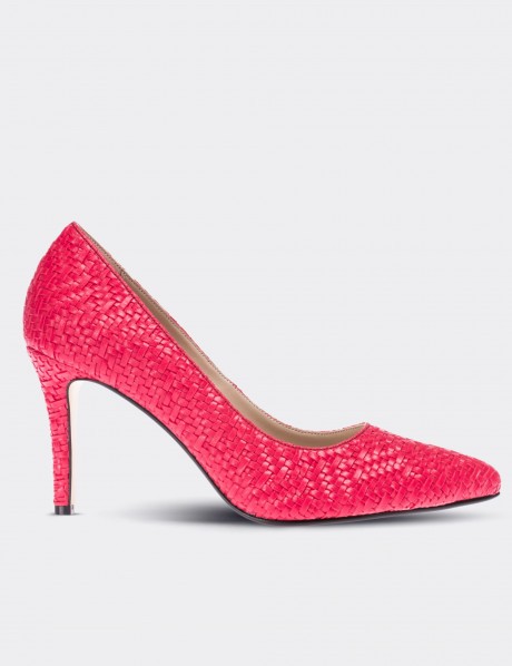 Deery Desen Deery Örgü Desen Pembe Kadın Stiletto