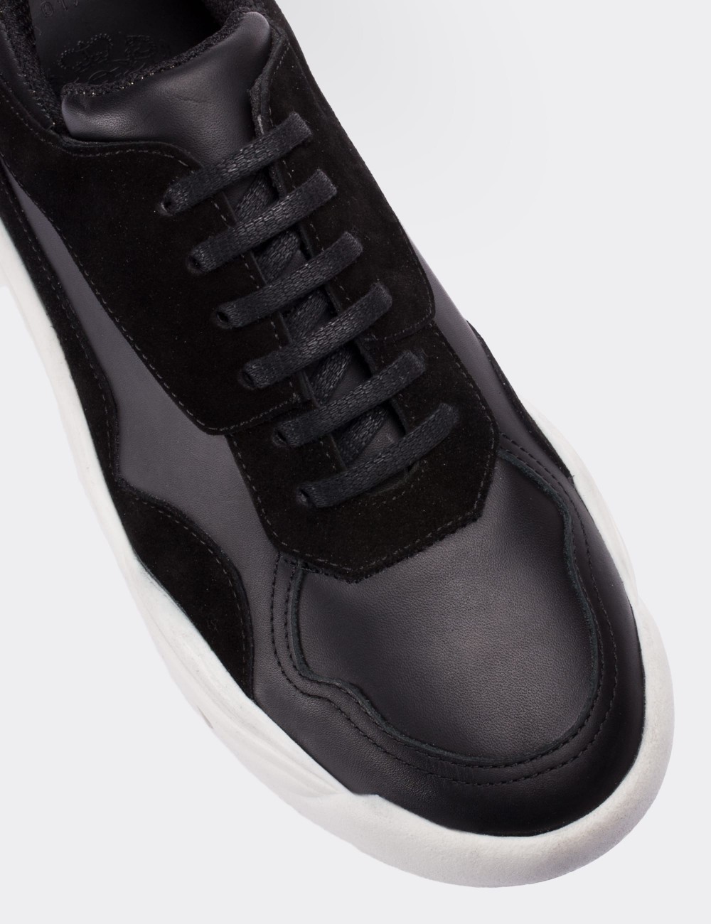 Hakiki Deri Siyah Sneaker Erkek Ayakkabı - 01732MSYHP01