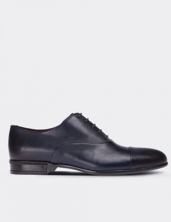 Hakiki Deri Lacivert Klasik Erkek Oxford Ayakkabı