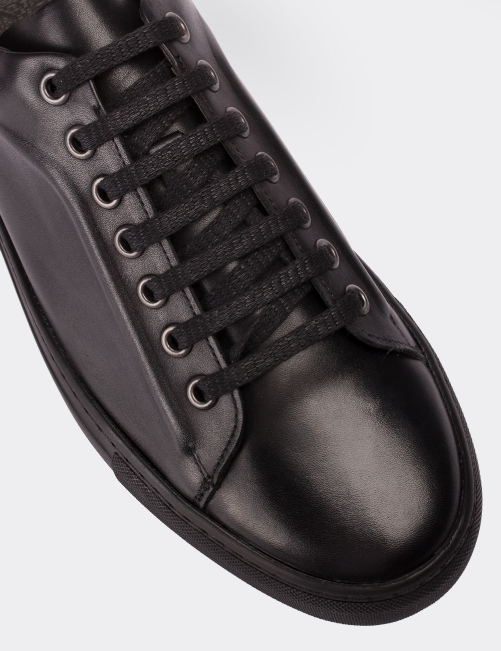 Hakiki Deri Siyah Sneaker Erkek Ayakkabı - 01669MSYHC03