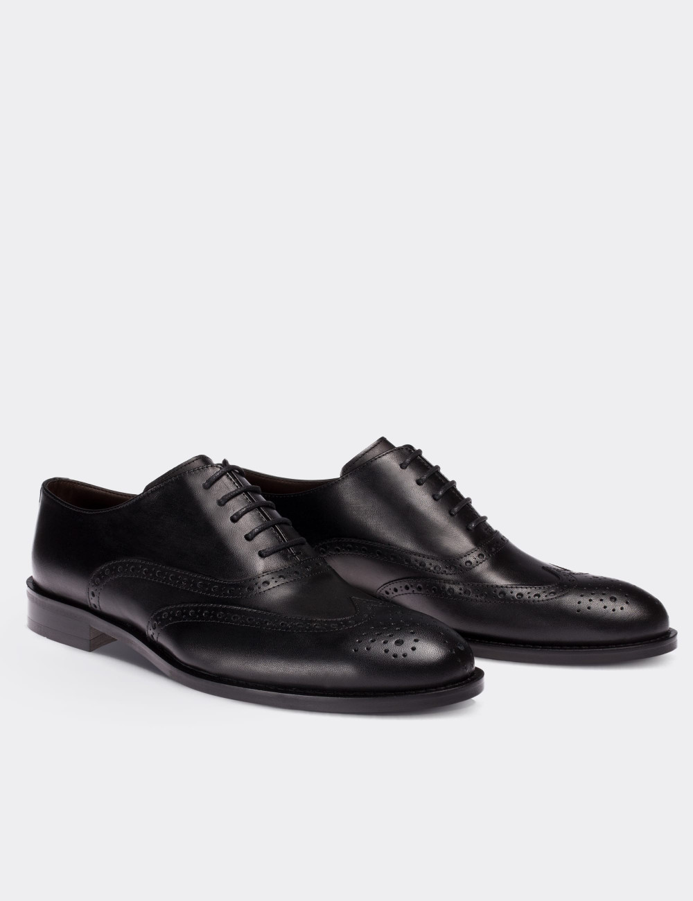Hakiki Deri Siyah Klasik Oxford Erkek Ayakkabı - 01785MSYHM03