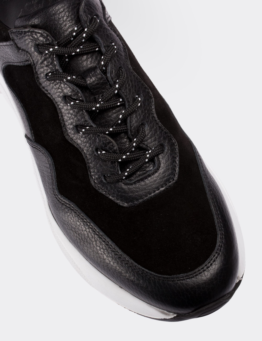 Hakiki Süet Siyah Özel Üretim Erkek Sneaker - 01725MSYHE02