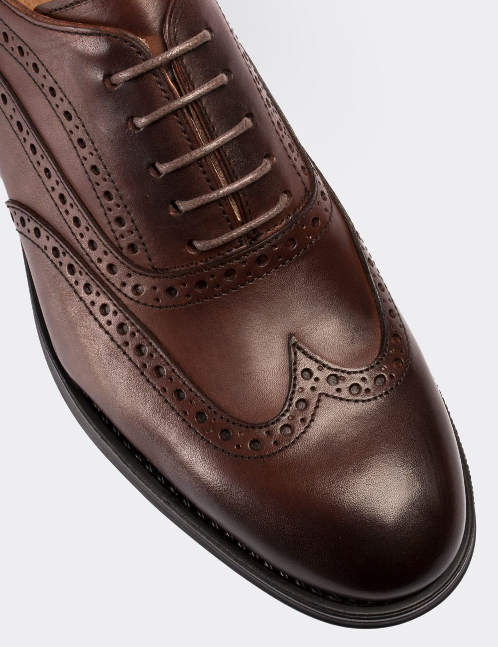 Hakiki Deri Kahverengi Klasik Oxford Erkek Ayakkabı - 01757MKHVC01
