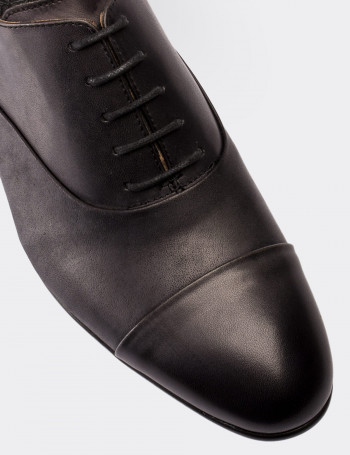Hakiki Deri Gri Klasik Erkek Oxford Ayakkabı