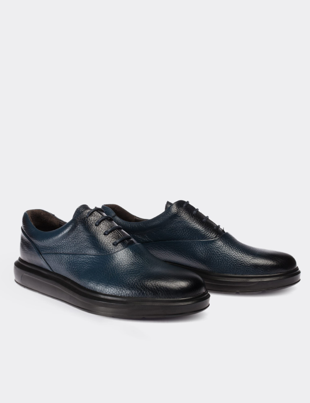 Hakiki Deri Mavi Comfort Günlük Erkek Ayakkabı - 01652MMVIP01