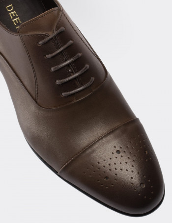 Hakiki Deri Vizon Rengi Klasik Erkek Ayakkabı - 01653MVZNM02
