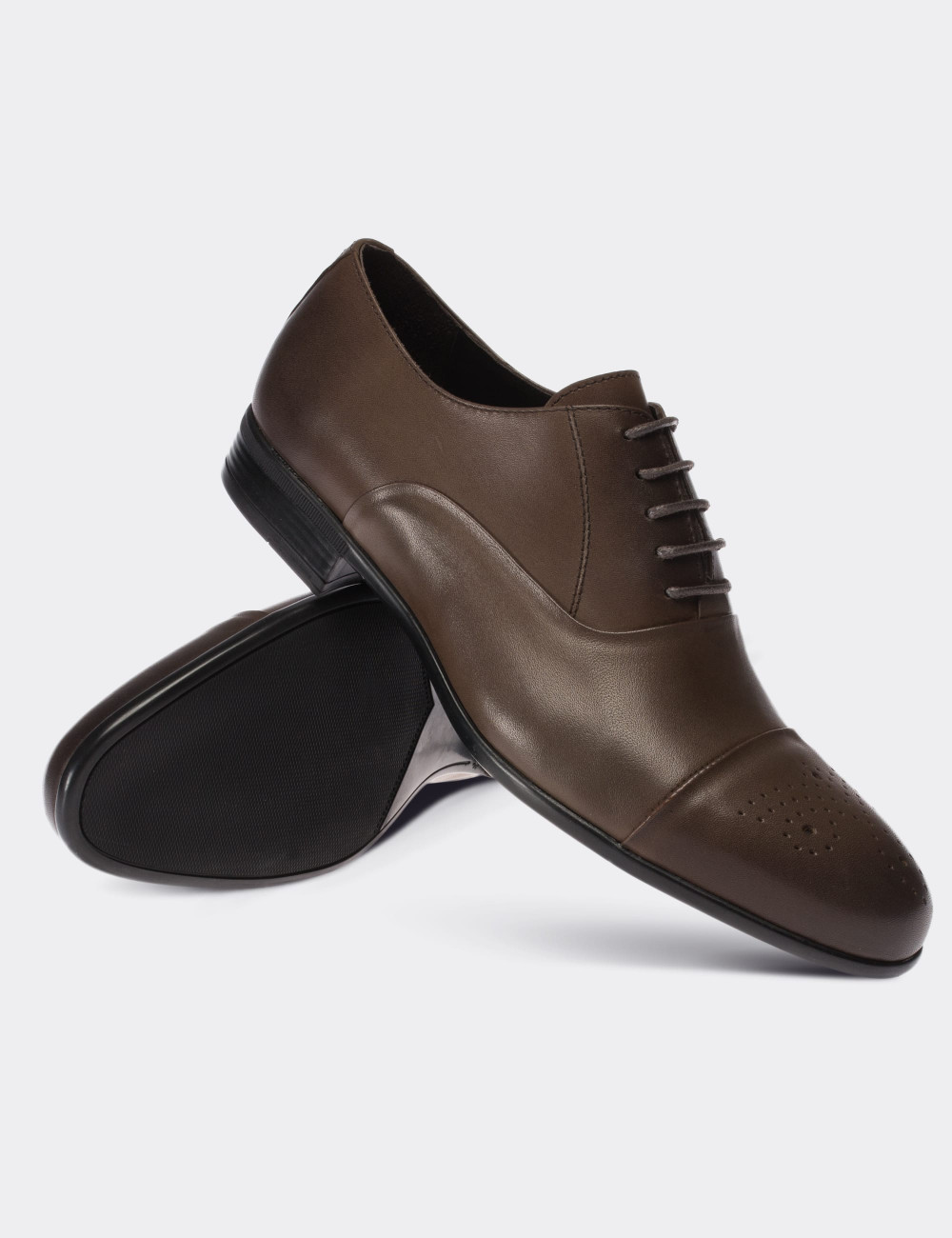 Hakiki Deri Vizon Rengi Klasik Erkek Ayakkabı - 01653MVZNM02