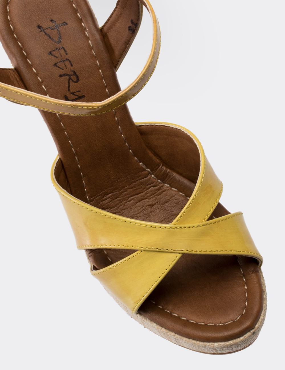 Hakiki Deri Sarı Kadın Sandalet - 02051ZSRIC01