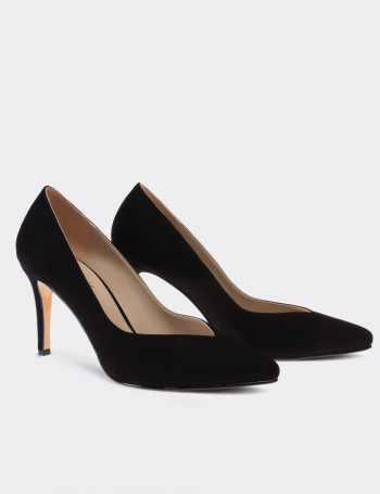 Siyah Süet Kadın Stiletto - 02048ZSYHM01