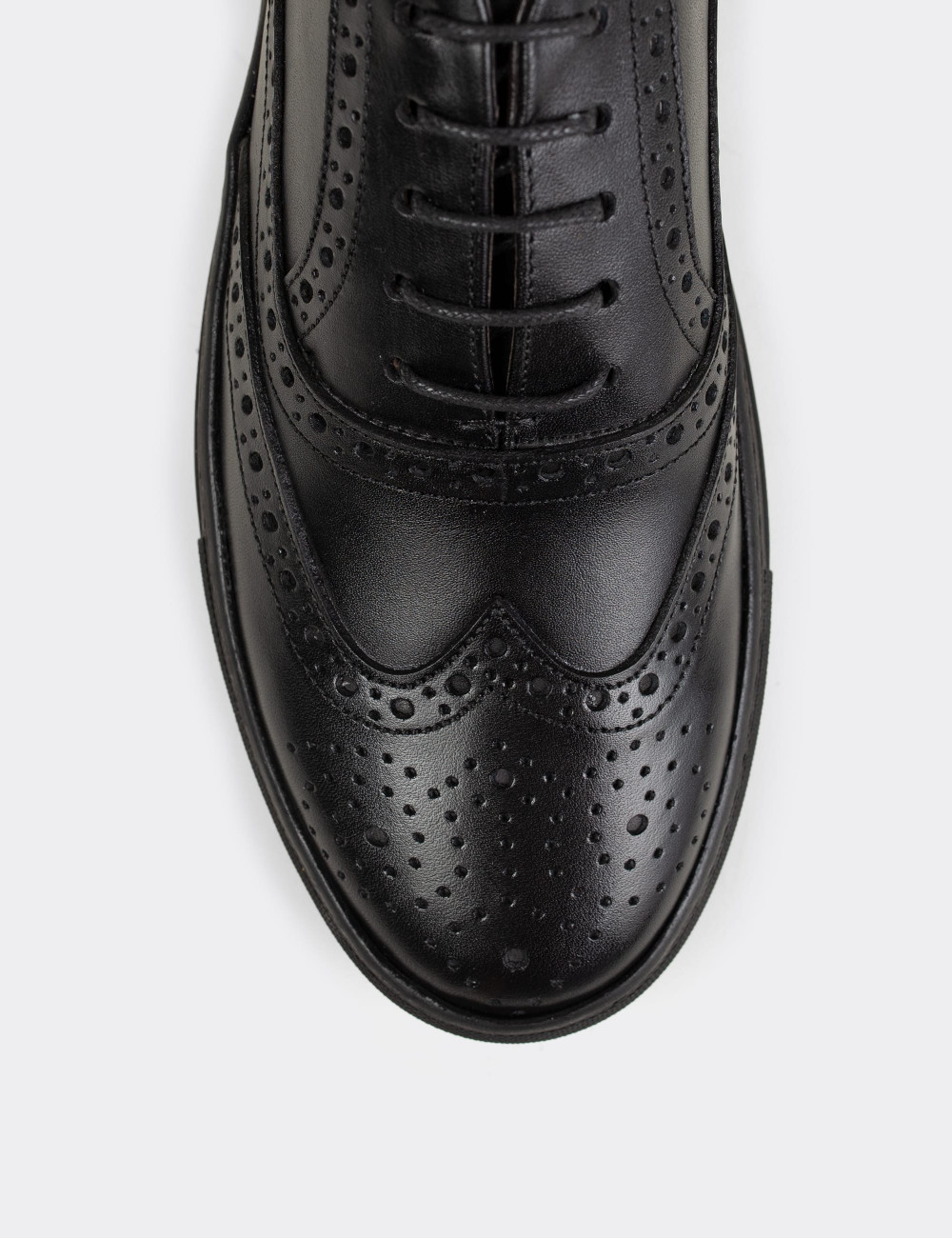 Hakiki Deri Siyah Sneaker Erkek Ayakkabı - 01637MSYHC05
