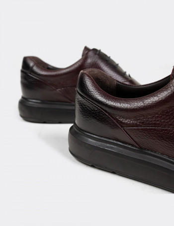 Hakiki Deri Bordo Comfort Günlük Erkek Ayakkabı - 01652MBRDP05