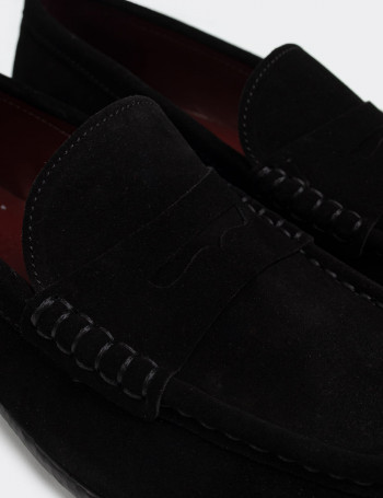 Hakiki Deri Siyah Loafer Erkek Ayakkabı - 01510MSYHC01