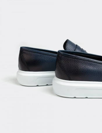 Hakiki Deri Mavi Comfort Erkek Loafer - 01564MMVIP06