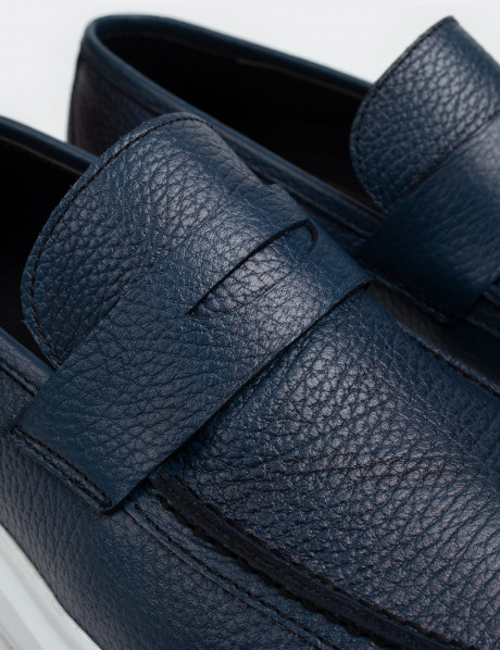 Hakiki Deri Mavi Comfort Erkek Loafer