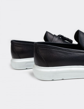 Hakiki Deri Lacivert Comfort Erkek Loafer - 01587MLCVP03