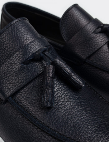 Hakiki Deri Lacivert Comfort Erkek Loafer - 01587MLCVP03