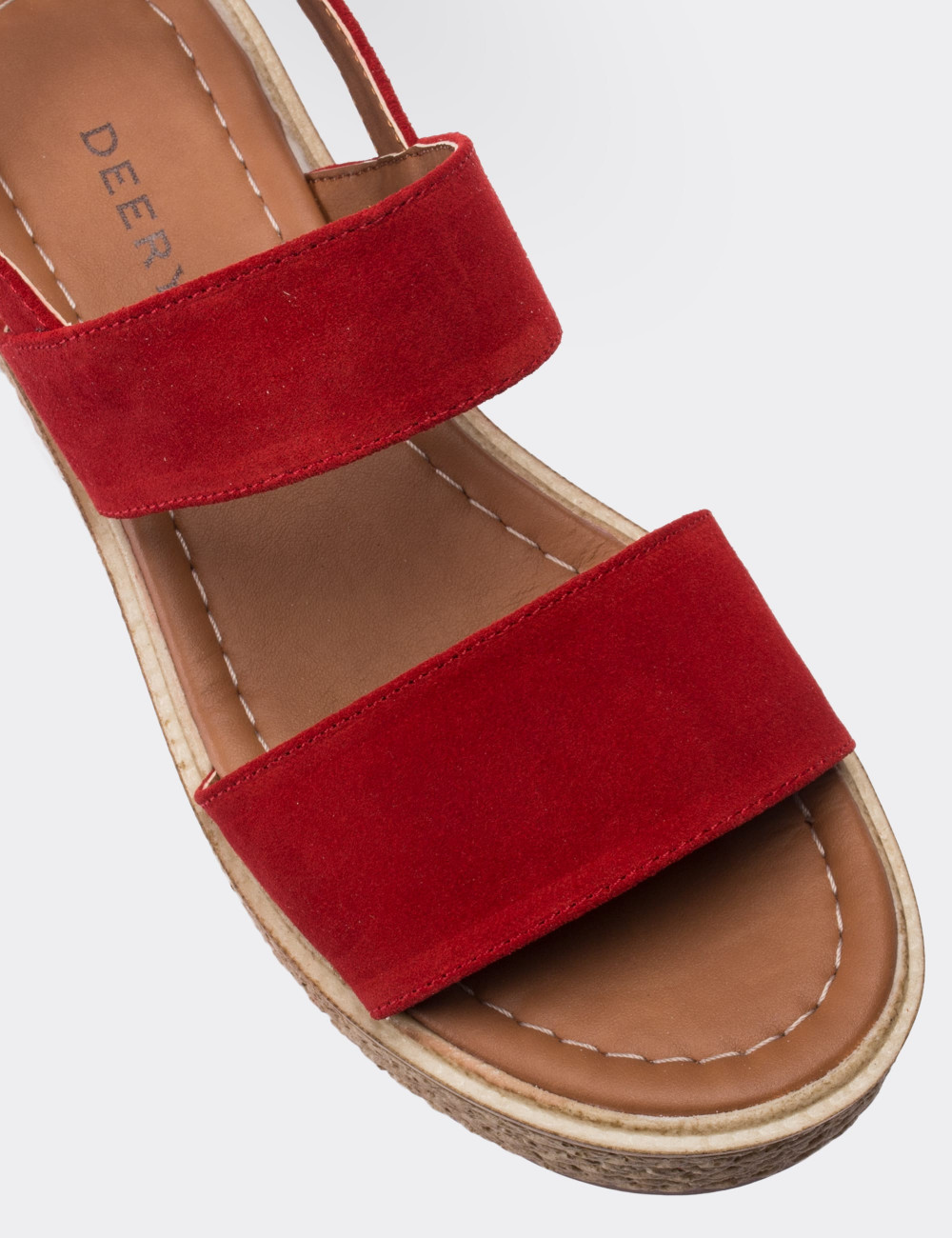 Hakiki Süet Kırmızı  Kadın Sandalet - B0405ZKRMP01