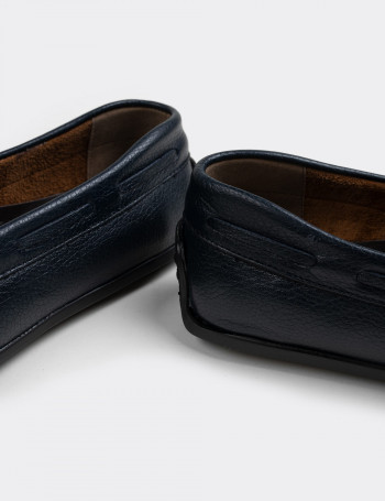 Hakiki Deri Lacivert Loafer Erkek Ayakkabı - 01647MLCVC04