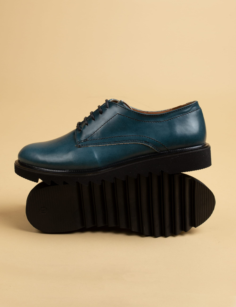Hakiki Deri Yeşil Günlük Oxford Kadın Ayakkabı - 01430ZYSLP01