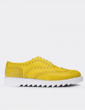 Hakiki Deri Sarı Oxford Kadın Ayakkabı